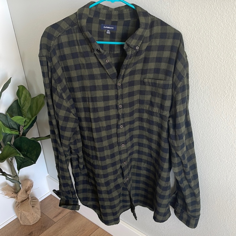 Croft & Barrow Long Sleeve Button Up 100% Cotton Flannel Shirt Mens XL Green